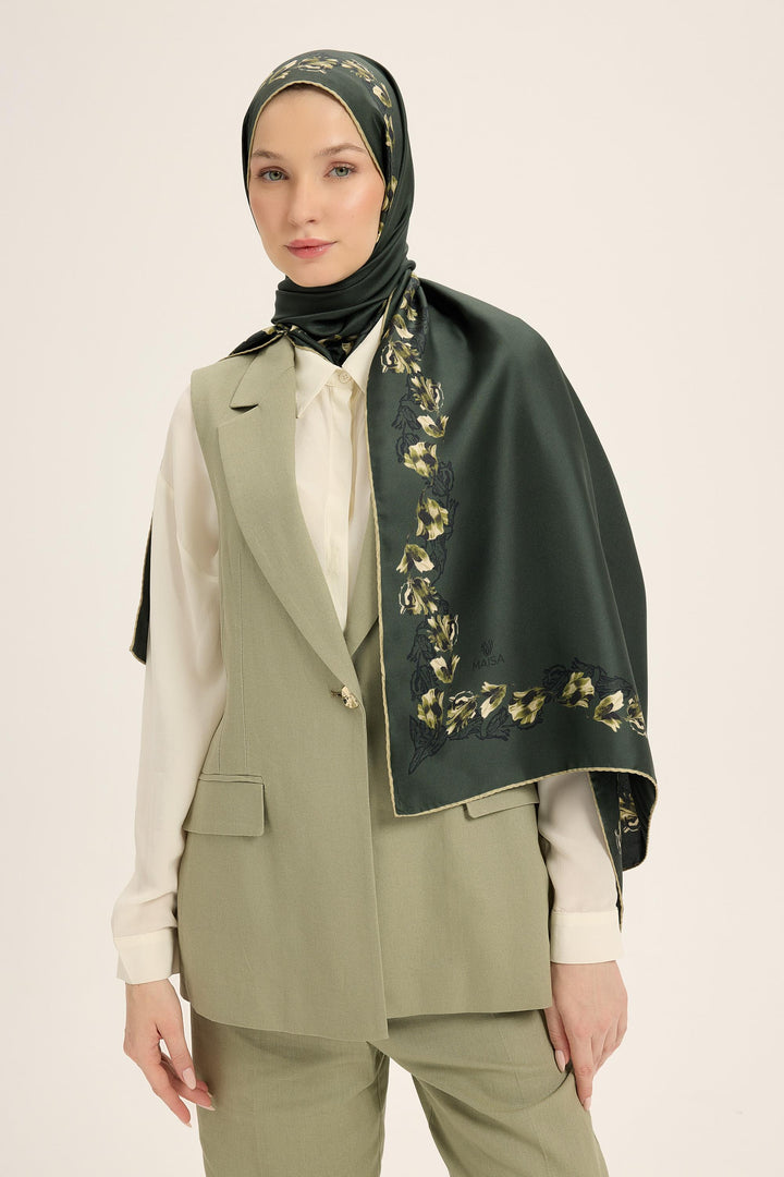 Maisa Bade Mulberry İpek Şal - Yeşil