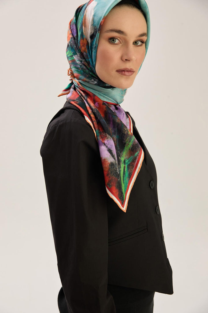Maisa BENNE TİVİL İPEK EŞARP 90*90 CM - KAHVERENGİ