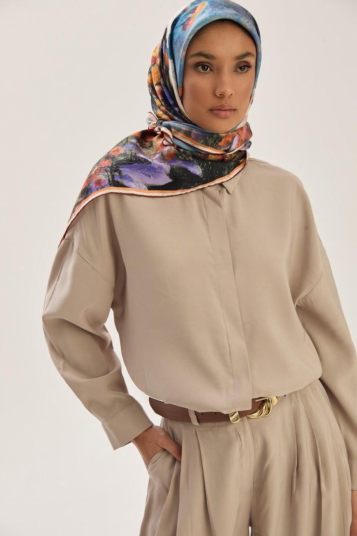 Maisa BENNE TİVİL İPEK EŞARP 90*90 CM - MOR