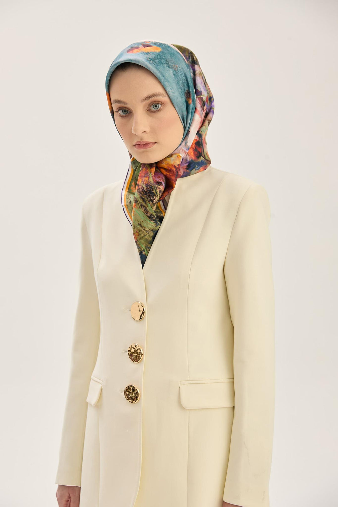 Maisa BENNE TİVİL İPEK EŞARP 90*90 CM - TURUNCU