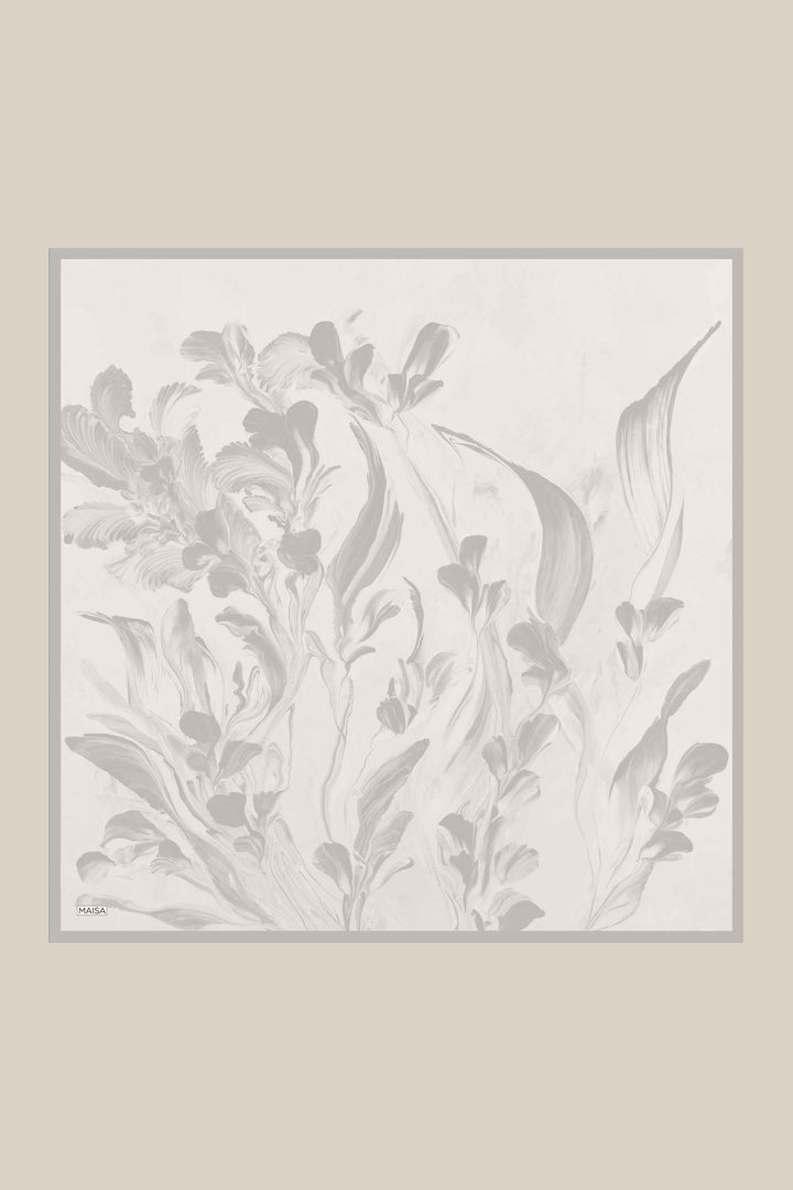 BUĞU MULBERRY İPEK EŞARP 90*90 CM - AÇIK GRİ - Görsel 1