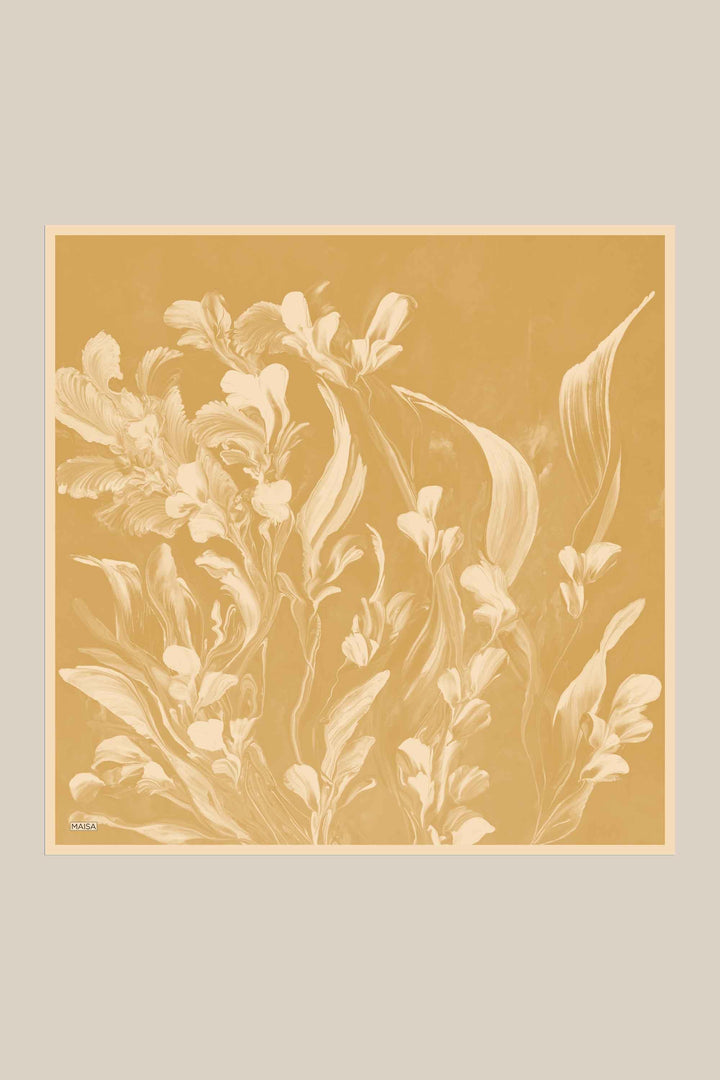 BUĞU MULBERRY İPEK EŞARP 90*90 CM - GOLD - Görsel 1