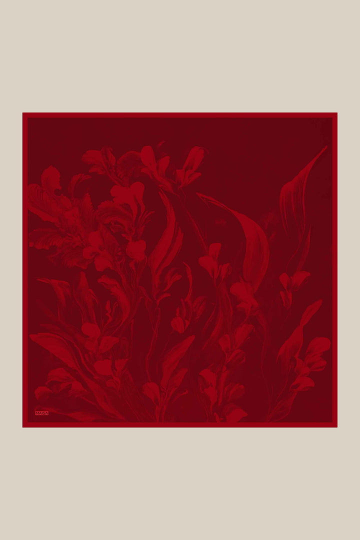 BUĞU MULBERRY İPEK EŞARP 90*90 CM - KOYU KIRMIZI - Görsel 1