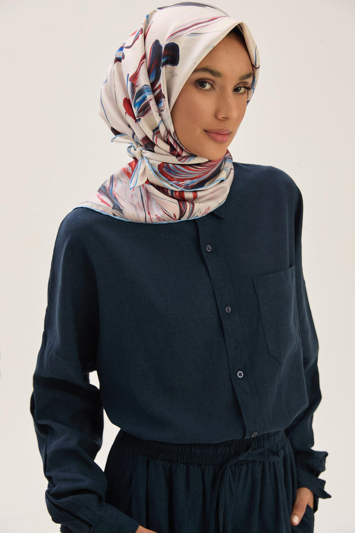 Maisa Buğu Mulberry İpek Eşarp - Mavi