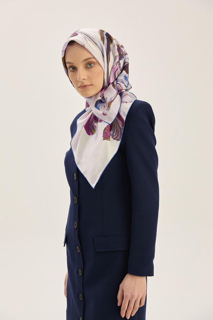 Maisa Buğu Mulberry İpek Eşarp - Morcivert