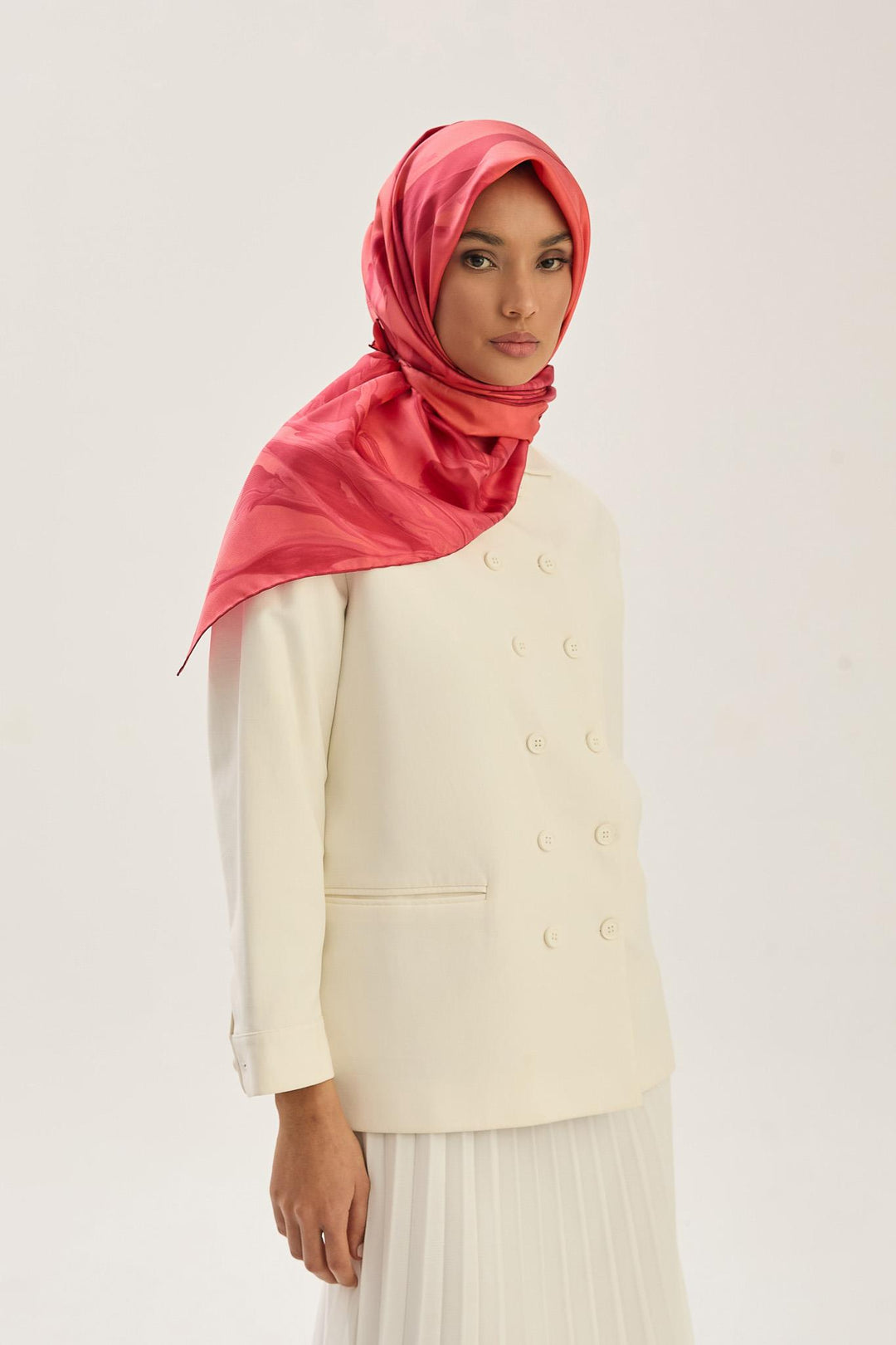 Maisa Buğu Mulberry İpek Eşarp - Nar Çiçeği