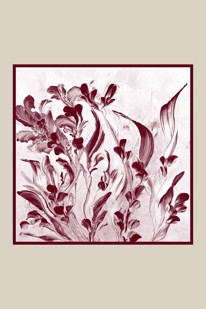 BUĞU MULBERRY İPEK EŞARP 90*90 CM - VİŞNE ÇÜRÜĞÜ - Görsel 1