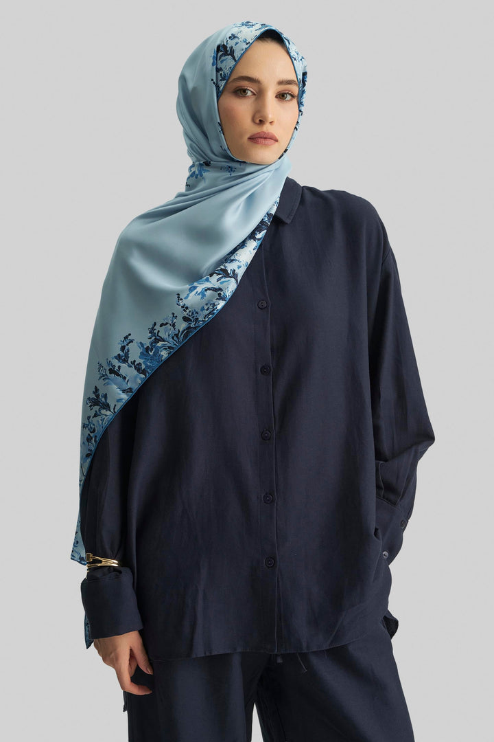 Maisa BURCU MULBERRY İPEK ŞAL 70*190 CM - MAVİ
