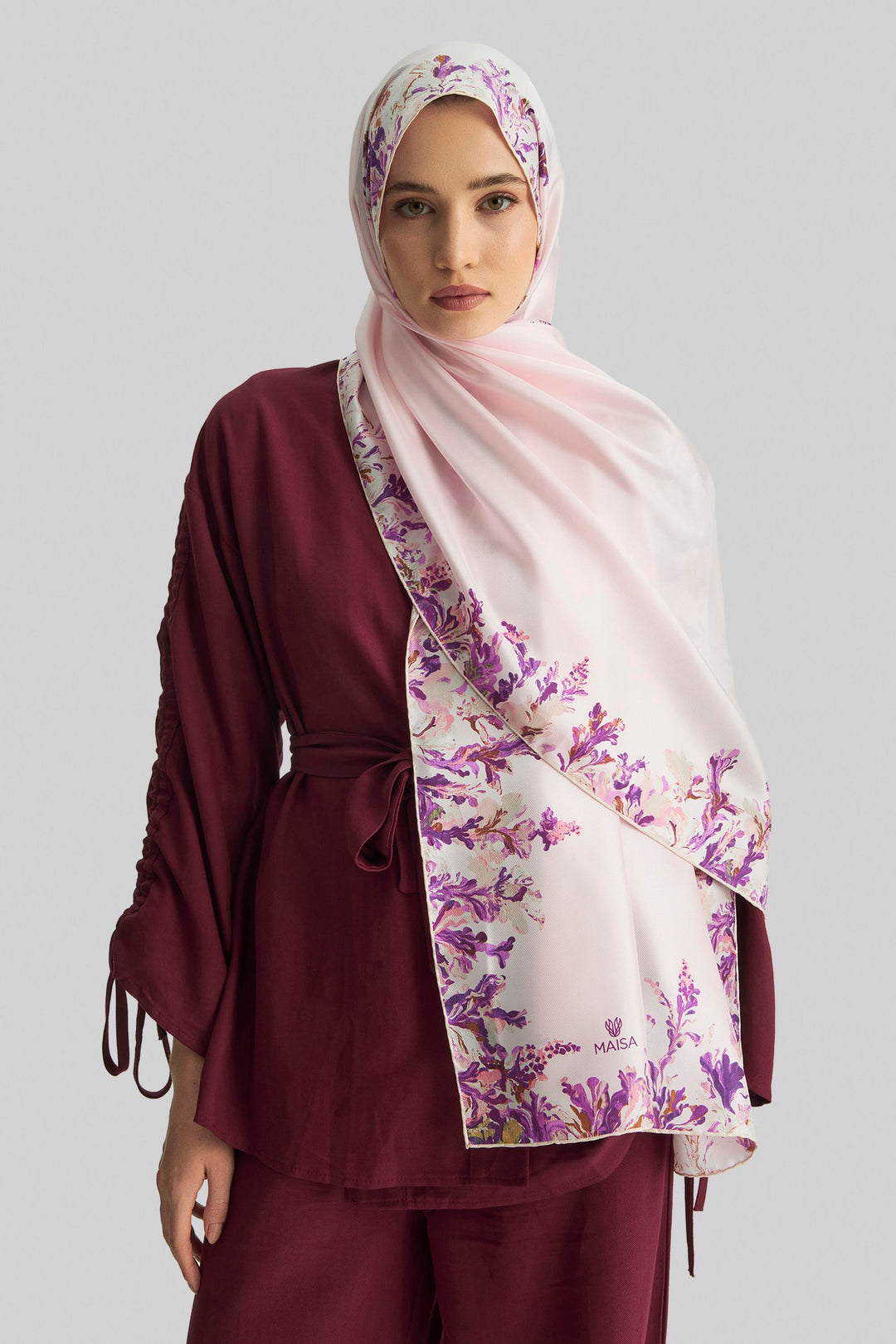 Maisa BURCU MULBERRY İPEK ŞAL 70*190 CM - PEMBE