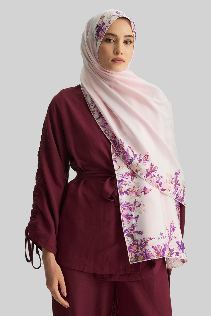 Maisa BURCU MULBERRY İPEK ŞAL 70*190 CM - PEMBE