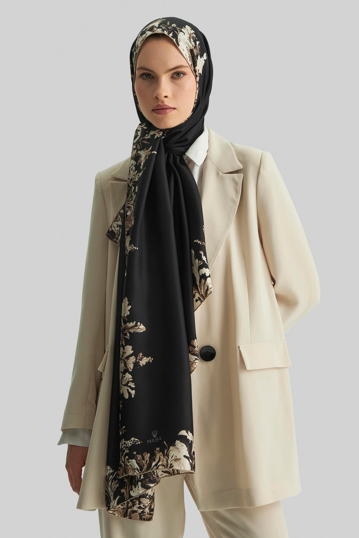 Maisa BURCU MULBERRY İPEK ŞAL 70*190 CM - SİYAH