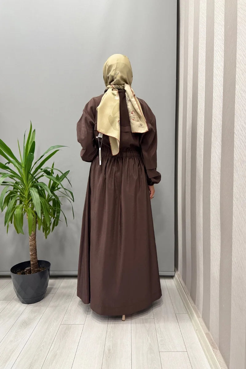 Clande Belden Bağcıklı Elbise 5009 - Kahve - Görsel 3 