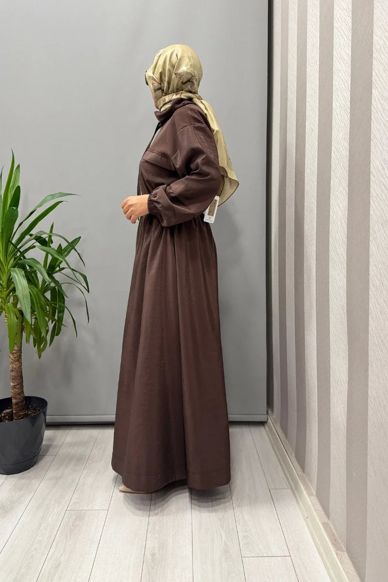 Clande Belden Bağcıklı Elbise 5009 - Kahve - Görsel 2 