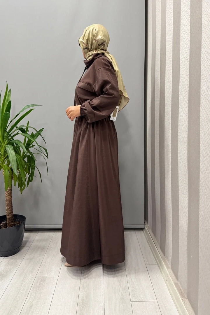 Clande Belden Bağcıklı Elbise 5009 - Kahve - Görsel 2 