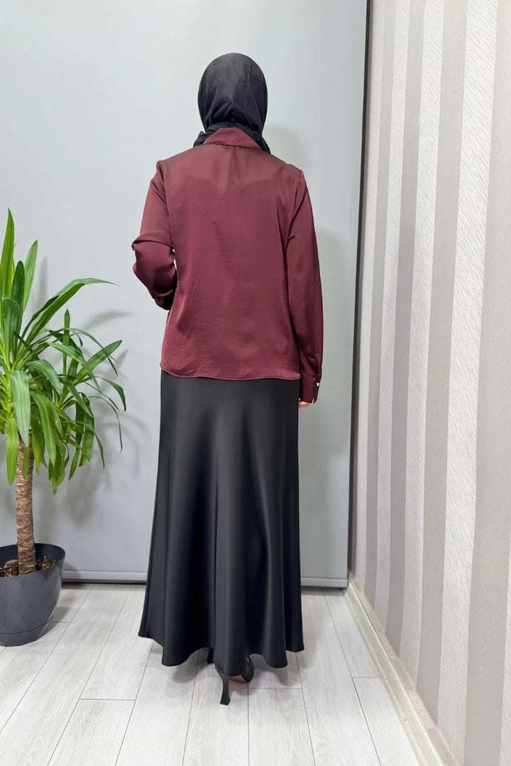 Clande Bluz 3015 - Bordo - Görsel 4 
