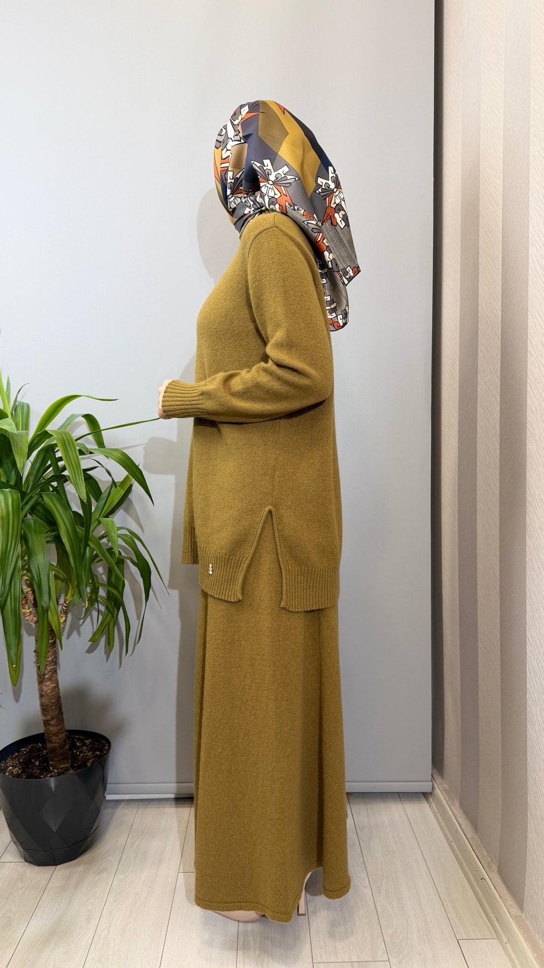 Miss Dalida Yün Karışımlı Dik Yaka Tunik Etek Takım 4266017(4262023) - Camel - Görsel 2 