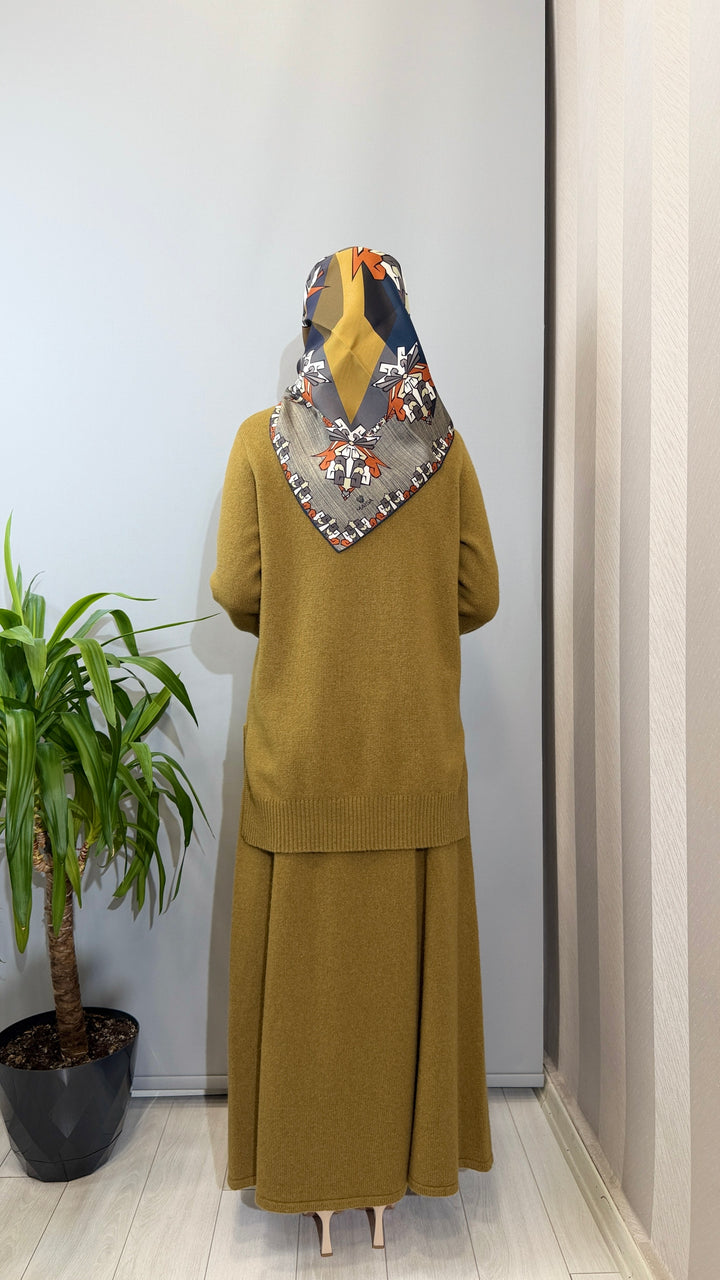 Miss Dalida Yün Karışımlı Dik Yaka Tunik Etek Takım 4266017(4262023) - Camel - Görsel 3 