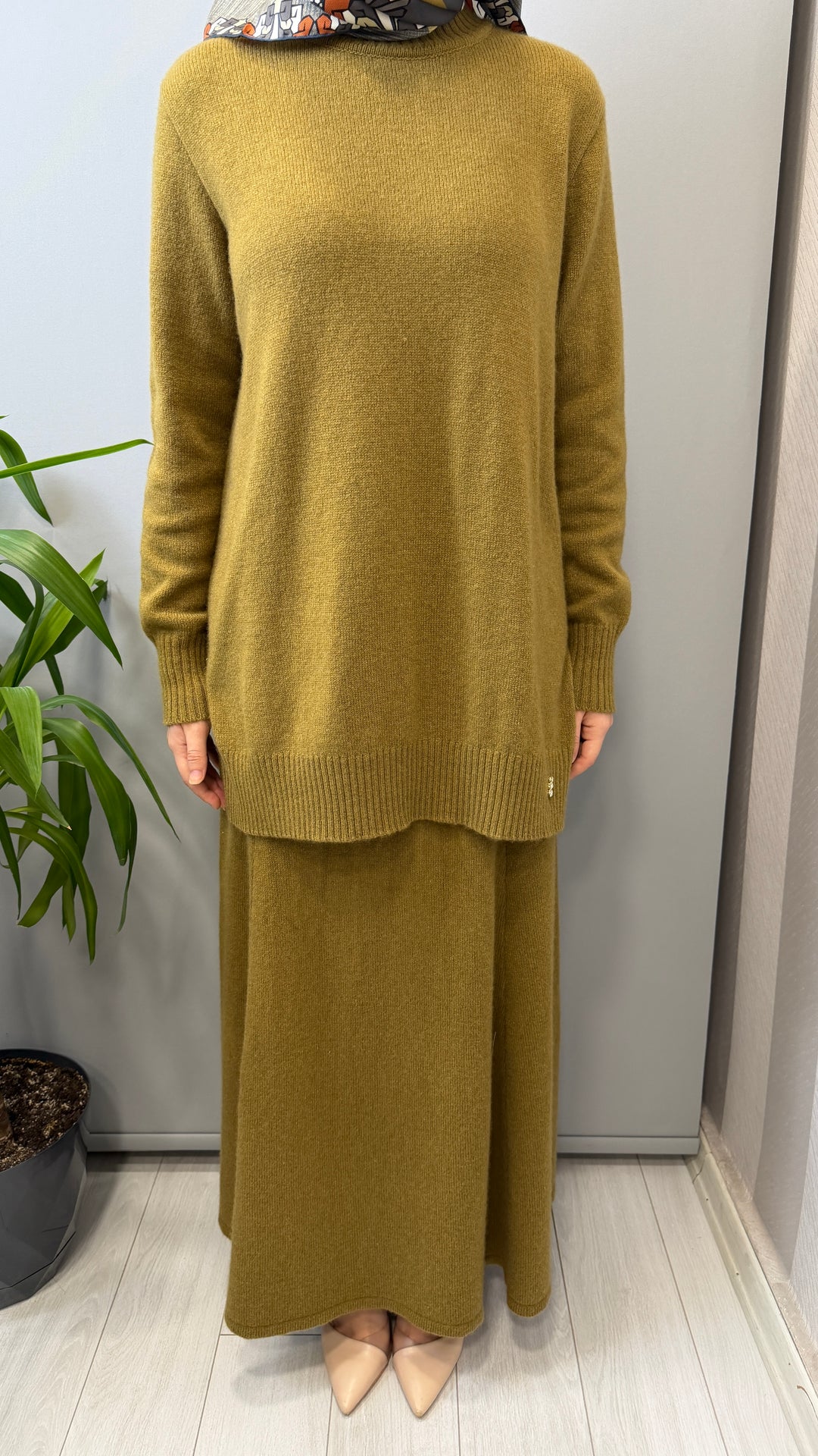 Miss Dalida Yün Karışımlı Dik Yaka Tunik Etek Takım 4266017(4262023) - Camel - Görsel 4 