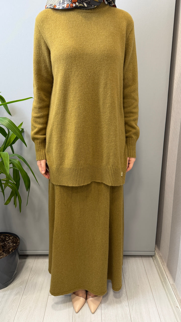 Miss Dalida Yün Karışımlı Dik Yaka Tunik Etek Takım 4266017(4262023) - Camel - Görsel 4 