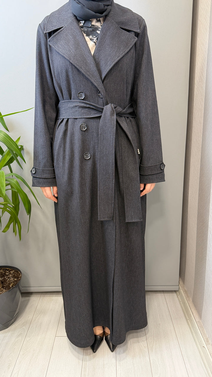 Miss Dalida Uzun Denim Trençkot 4268042 - Siyah - Görsel 1 