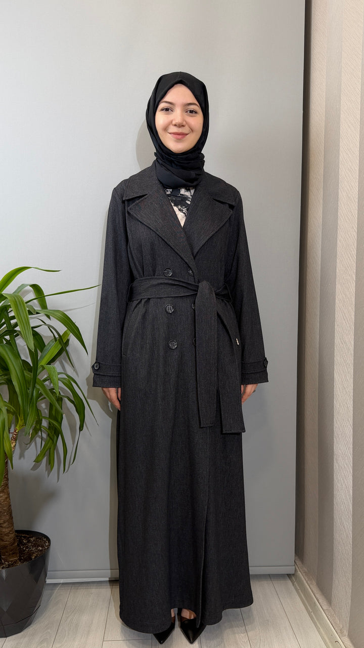 Miss Dalida Uzun Denim Trençkot 4268042 - Siyah - Görsel 2 