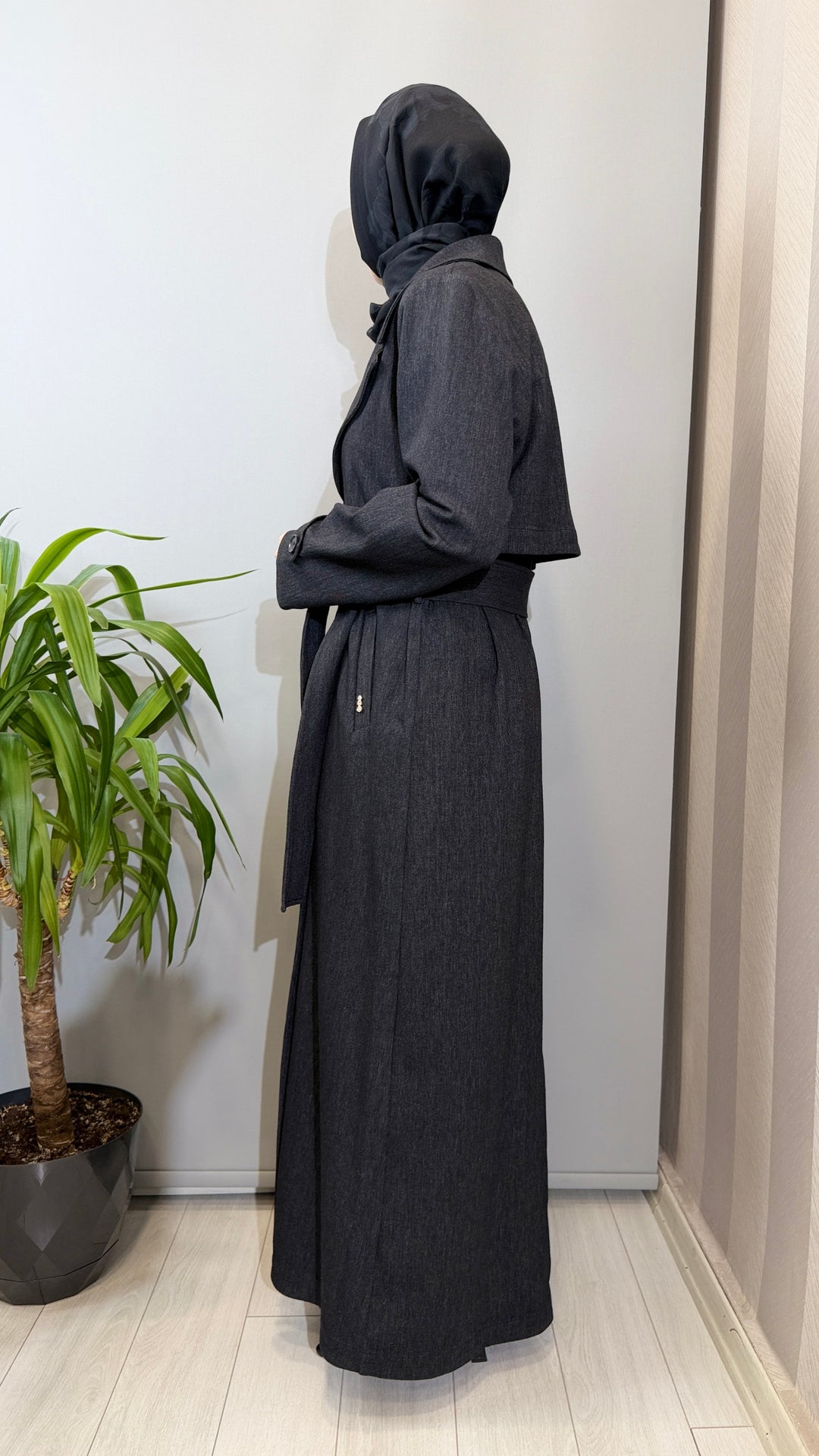 Miss Dalida Uzun Denim Trençkot 4268042 - Siyah - Görsel 3 