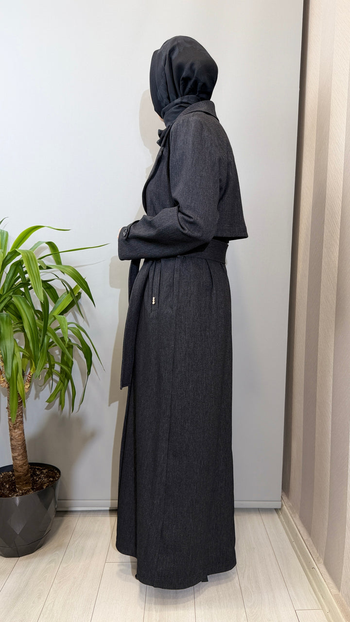 Miss Dalida Uzun Denim Trençkot 4268042 - Siyah - Görsel 3 