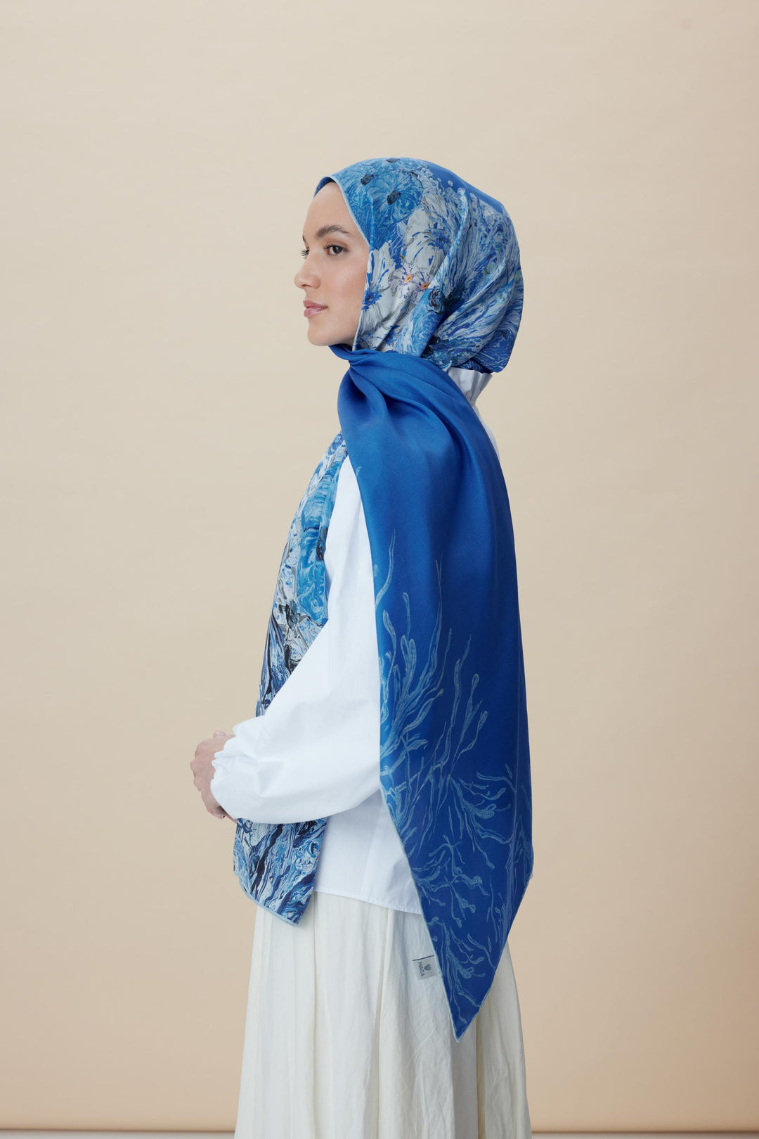 Maisa DERİN PAMUK İPEK ŞAL 70*190 CM - MAVİ