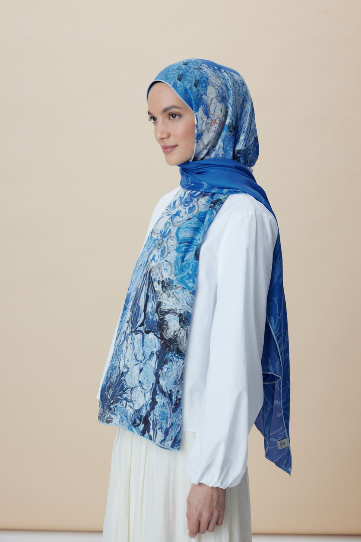 Maisa DERİN PAMUK İPEK ŞAL 70*190 CM - MAVİ