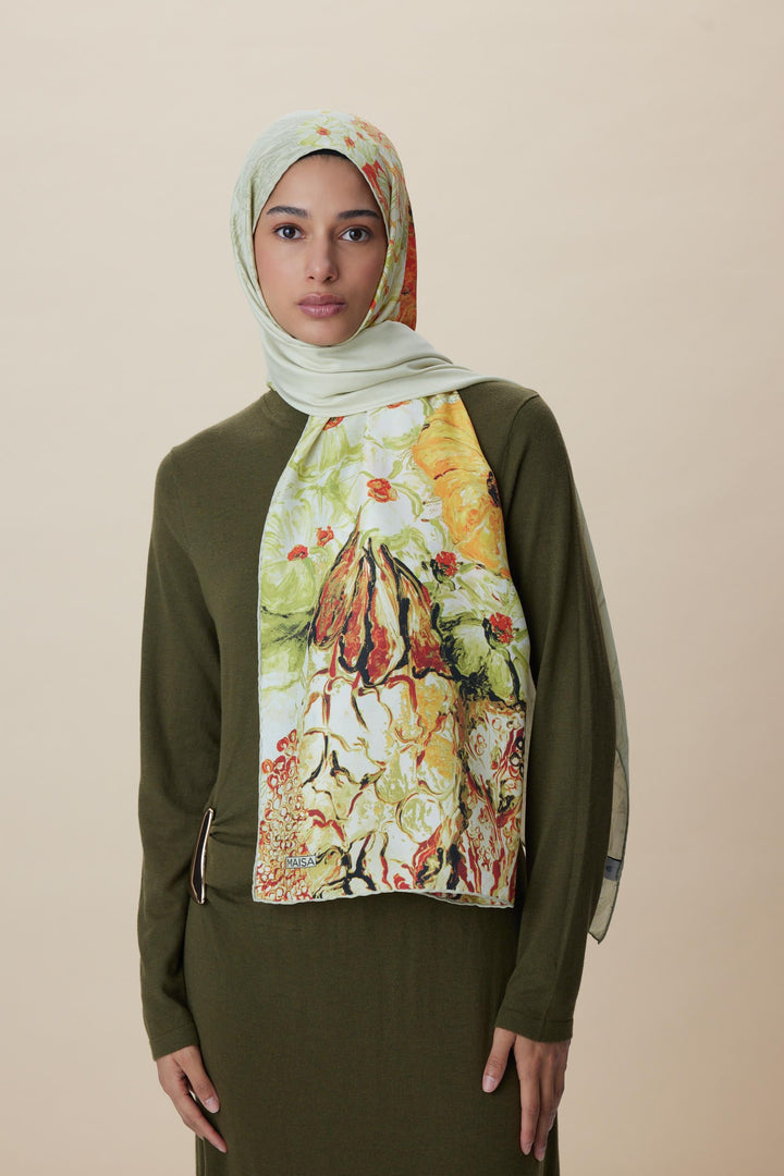 Maisa DERİN PAMUK İPEK ŞAL 70*190 CM - TURUNCU