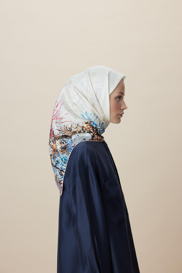 DERİN TİVİL İPEK EŞARP 90*90 CM - YAVRUAĞZI - Görsel 5