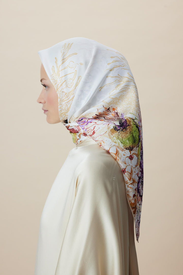 DERİN TİVİL İPEK EŞARP 90*90 CM - YEŞİL - Görsel 5
