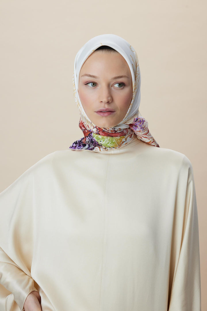 DERİN TİVİL İPEK EŞARP 90*90 CM - YEŞİL - Görsel 2