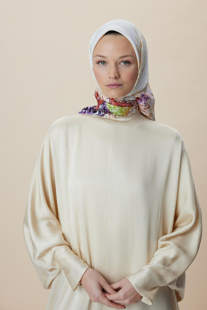 DERİN TİVİL İPEK EŞARP 90*90 CM - YEŞİL - Görsel 3