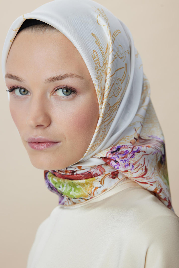 DERİN TİVİL İPEK EŞARP 90*90 CM - YEŞİL - Görsel 1