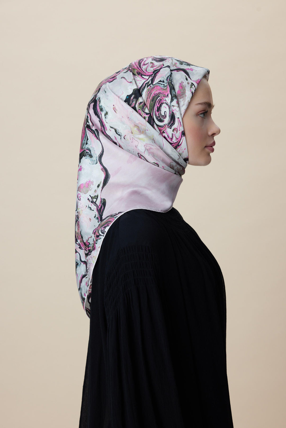 DÜŞ TİVİL İPEK EŞARP 90*90 CM - PUDRA PEMBE - Görsel 6