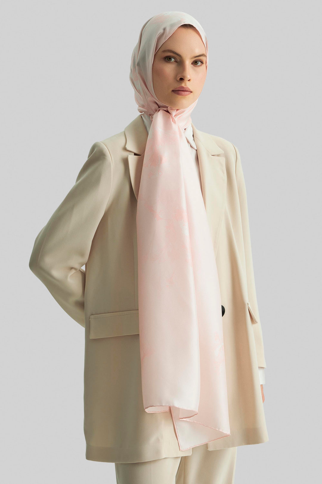 Maisa Eflin Mulberry İpek Şal - Pudra Pembe