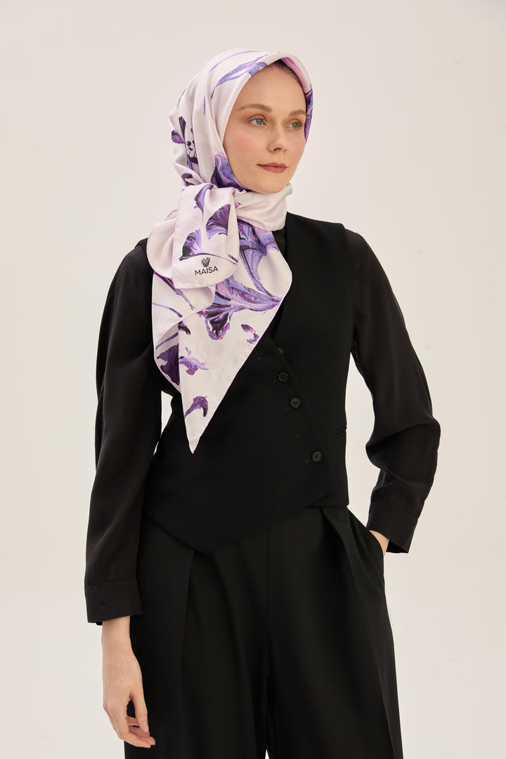 Maisa Eflin Tivil İpek Eşarp - Mor