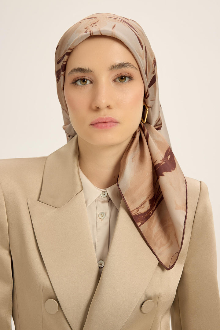 Maisa Eva Tivil İpek Eşarp - Camel