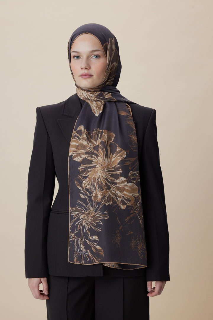 Maisa EZGİN PAMUK İPEK ŞAL 70*190 CM - KAHVERENGİ