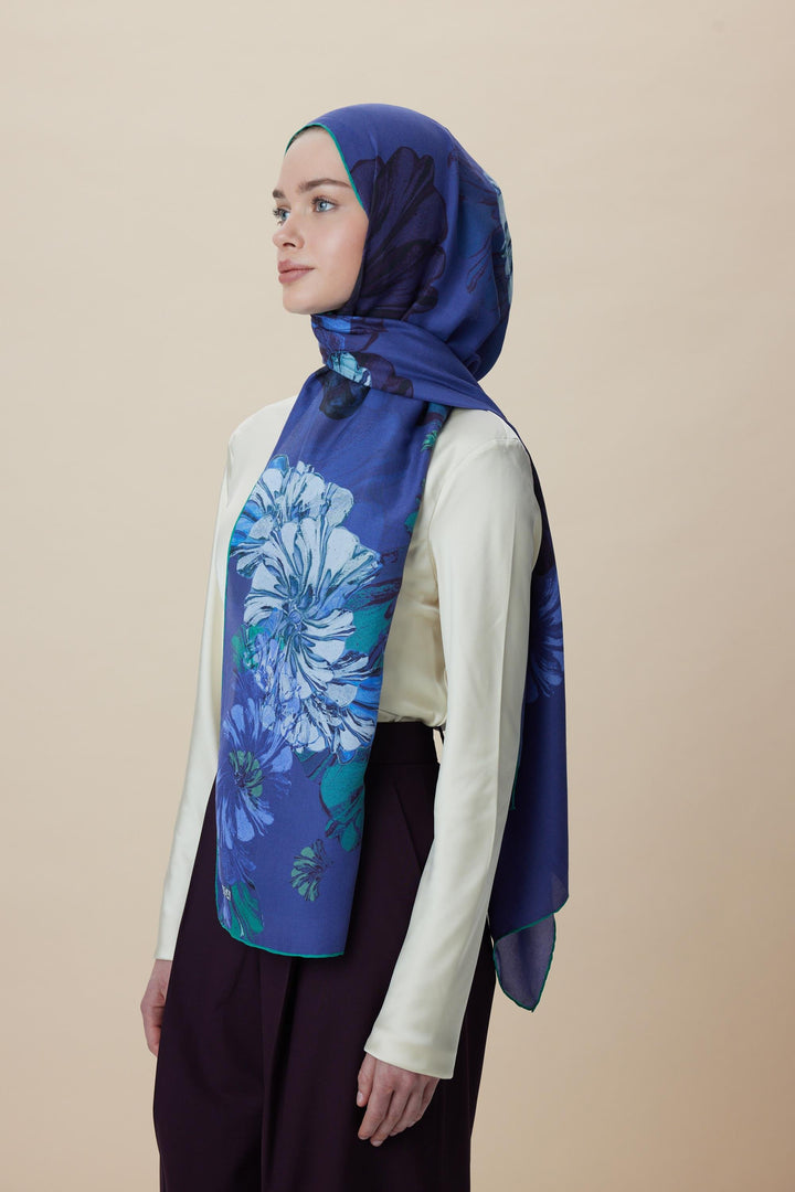 Maisa EZGİN PAMUK İPEK ŞAL 70*190 CM - KOYU MAVİ