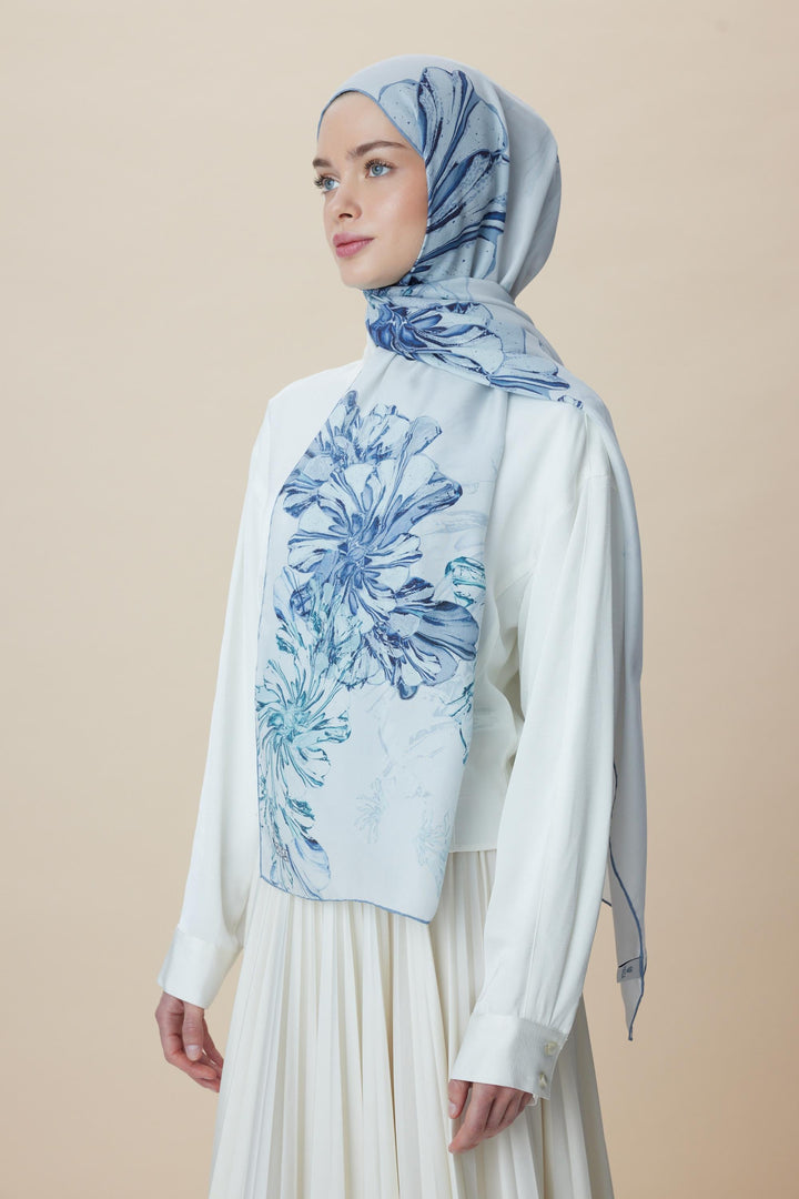 Maisa EZGİN PAMUK İPEK ŞAL 70*190 CM - MAVİ