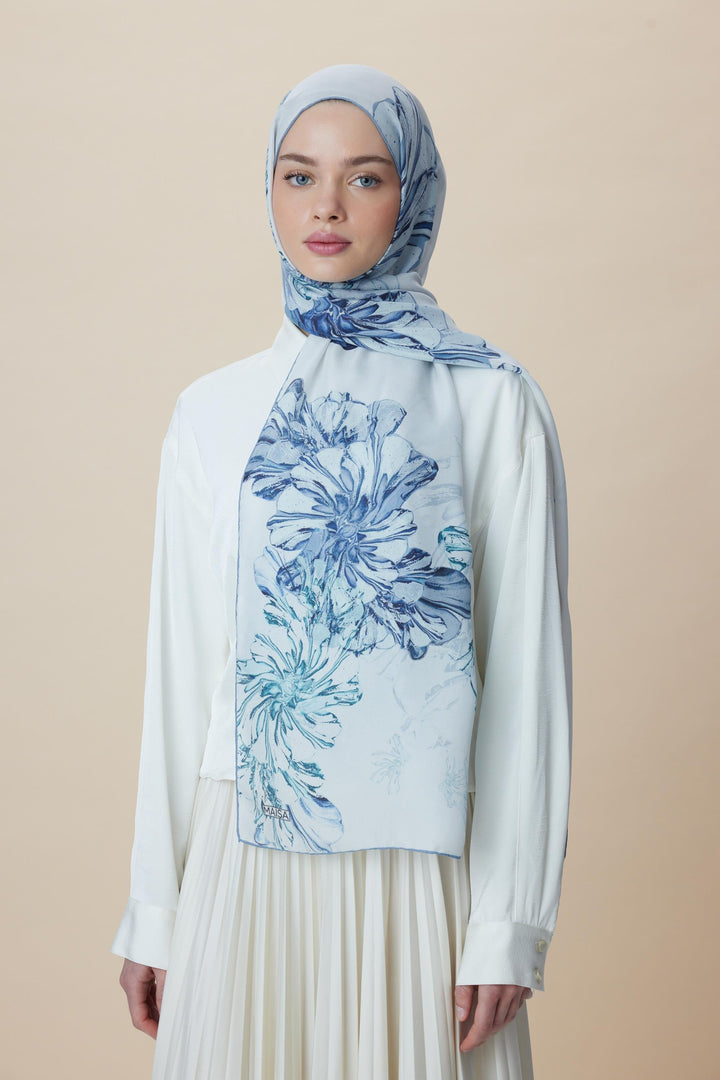 Maisa EZGİN PAMUK İPEK ŞAL 70*190 CM - MAVİ