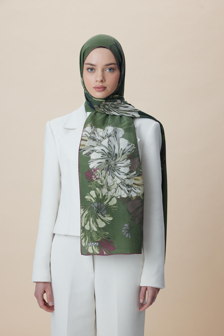 Maisa EZGİN PAMUK İPEK ŞAL 70*190 CM - YEŞİL