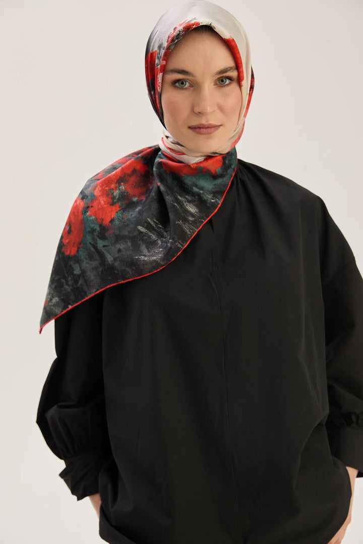 Maisa FAM TİVİL İPEK EŞARP 90*90 CM - KIRMIZI