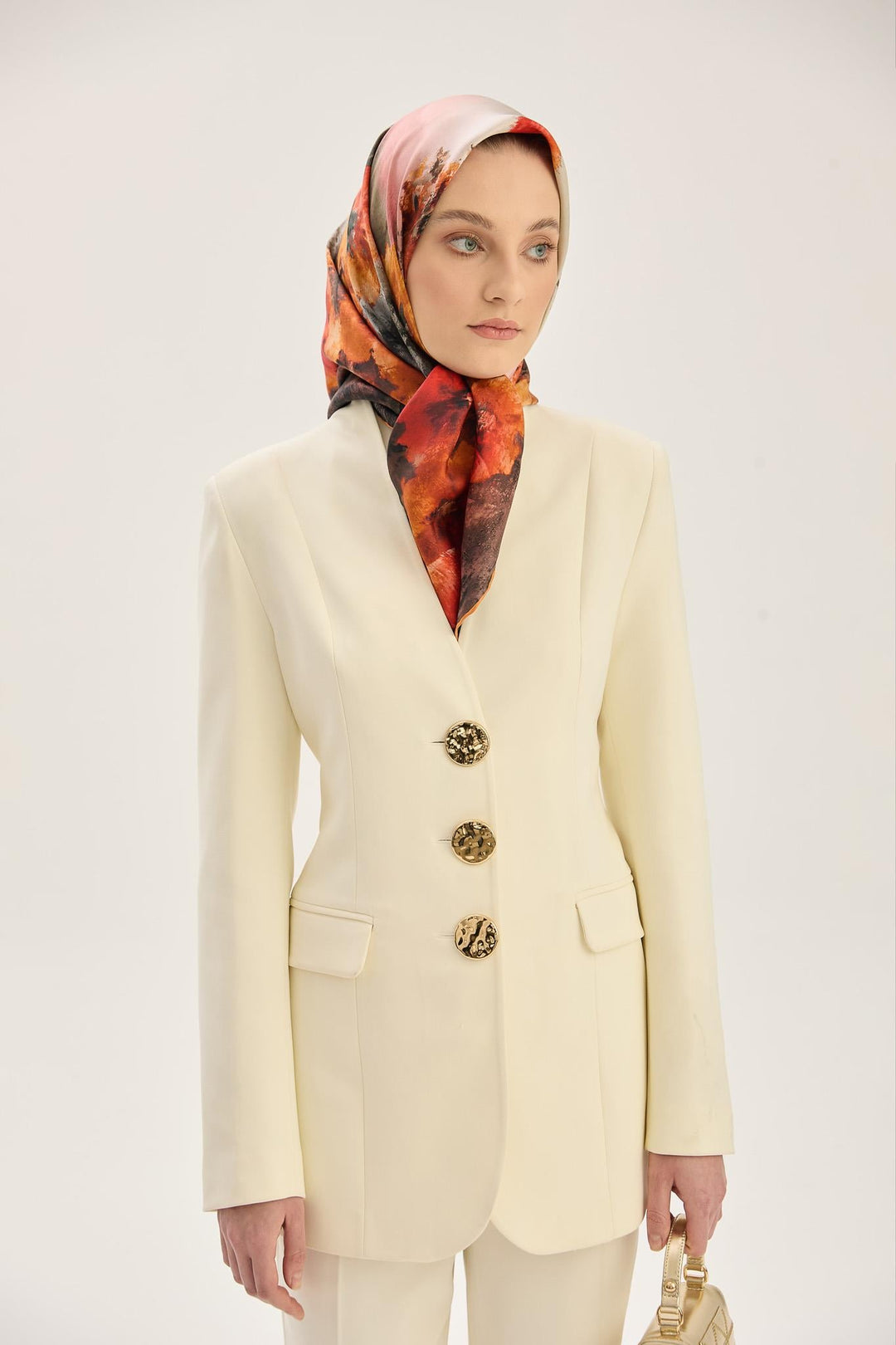 Maisa FAM TİVİL İPEK EŞARP 90*90 CM - TURUNCU
