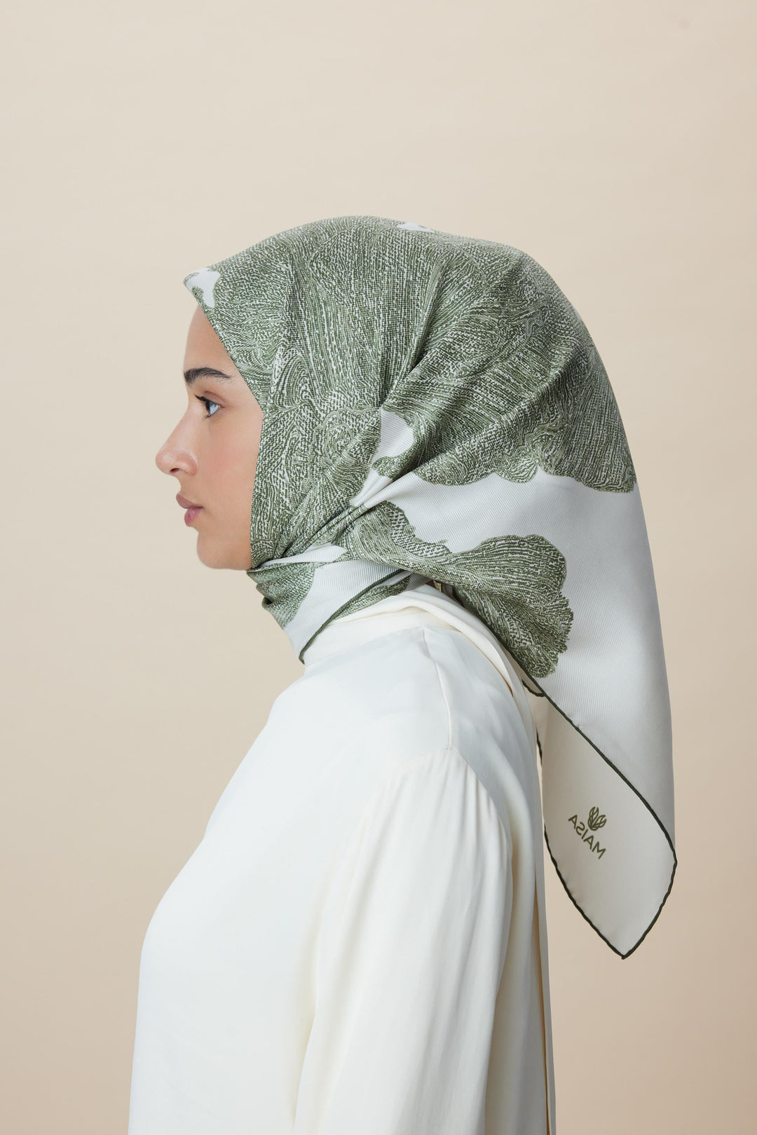 FARAH MULBERRY İPEK EŞARP 90*90 CM - AÇIK HAKİ - Görsel 4
