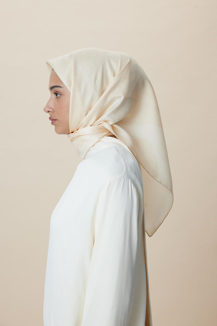 FARAH MULBERRY İPEK EŞARP 90*90 CM - AÇIK ŞEFTALİ - Görsel 4