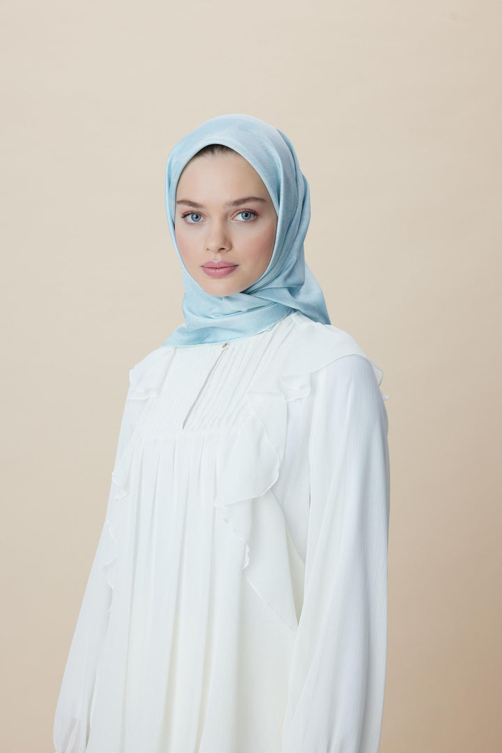 FARAH MULBERRY İPEK EŞARP 90*90 CM - AÇIK MAVİ - Görsel 1