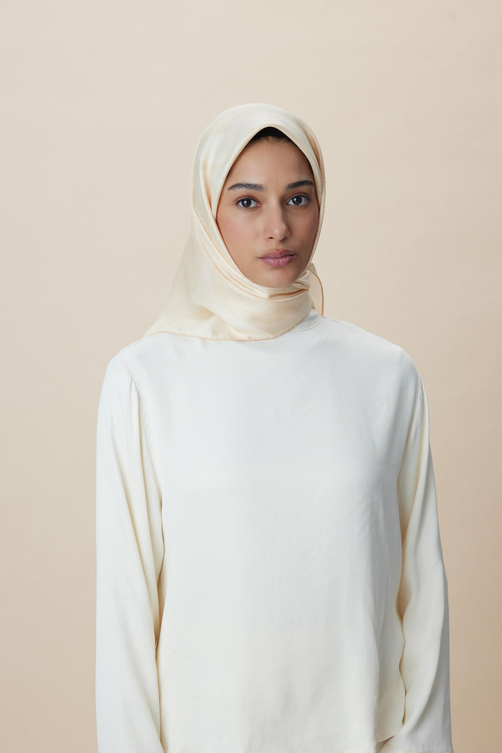 FARAH MULBERRY İPEK EŞARP 90*90 CM - AÇIK ŞEFTALİ - Görsel 2